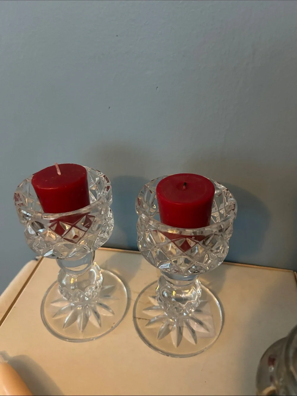 Waterford Clear Cut Crystal Votive  or Taper Candle Holders - EUC